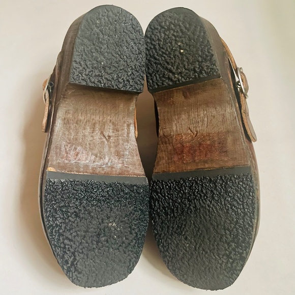 Bosabo Size 7 Brown Leather Wood Sole Clogs - Picture 10 of 16
